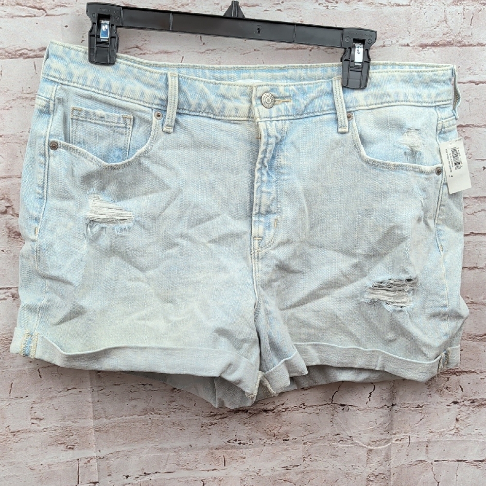 Old Navy High Rise Light Blue Distressed Denim Shorts Size 14 Nwt New